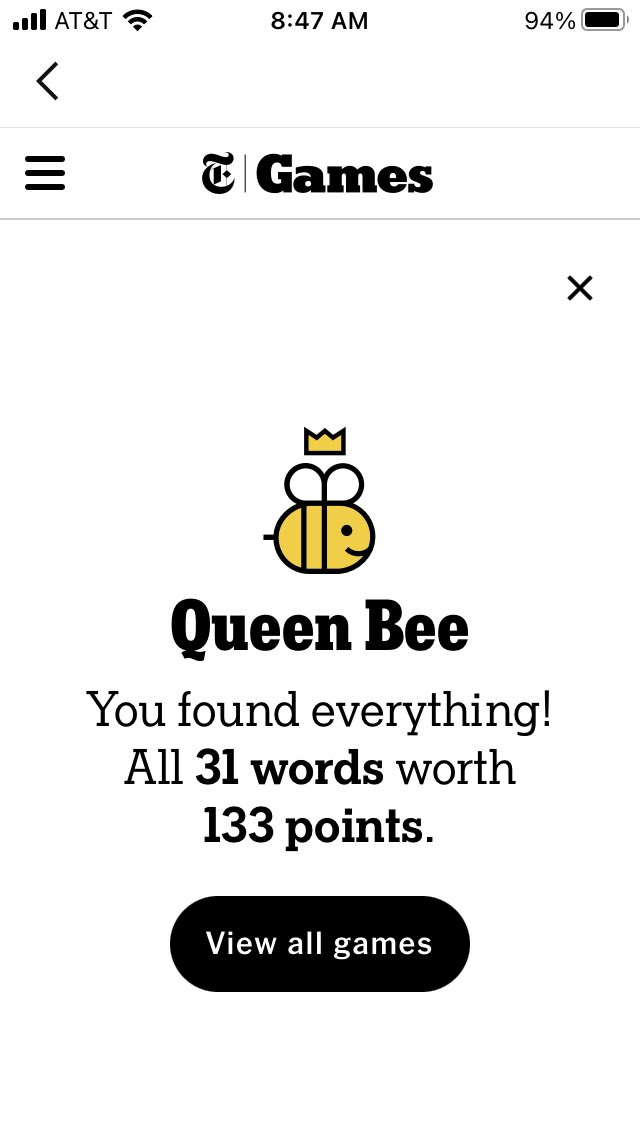 ShawnLCook's tweet photo. #spellingbee #nytspellingbee 
#nytsb #hivemind #queenbe Oldies but goodies 🐝….Tuesday https://t.co/PvFlagT0sz