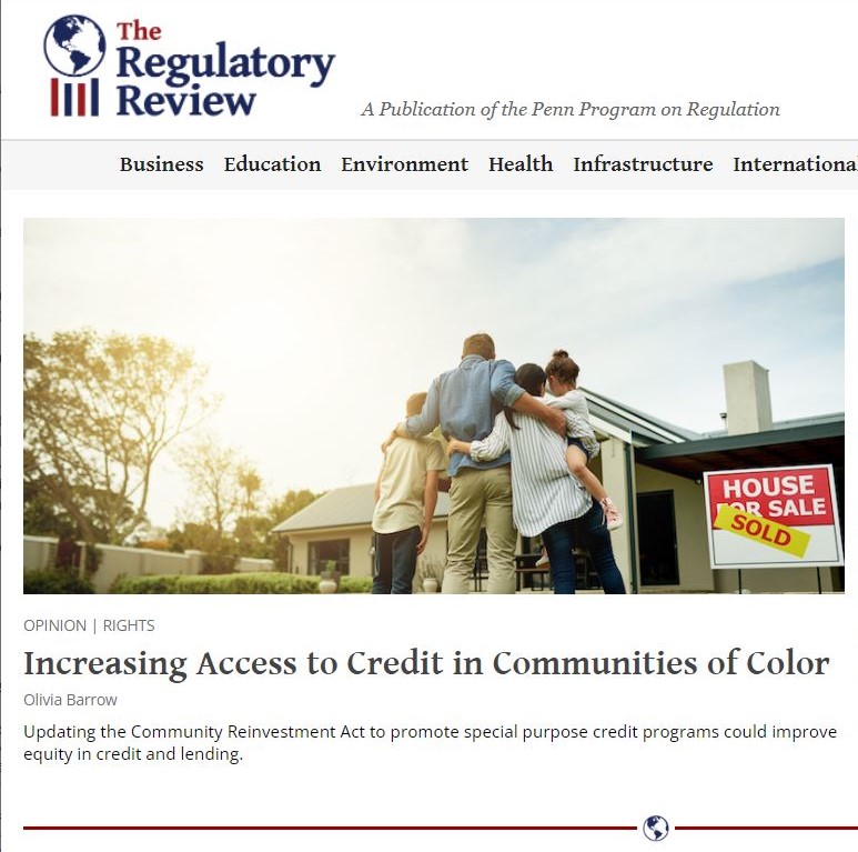 Excited to share my recent article on mutually reinforcing opportunities between CRA and Special Purpose Credit Programs (SPCPs). With the right incentives, we can drive more affordable, accessible capital to communities of color. 

bit.ly/3MaXzWE <a href="/TheRegReview/">The Regulatory Review</a>