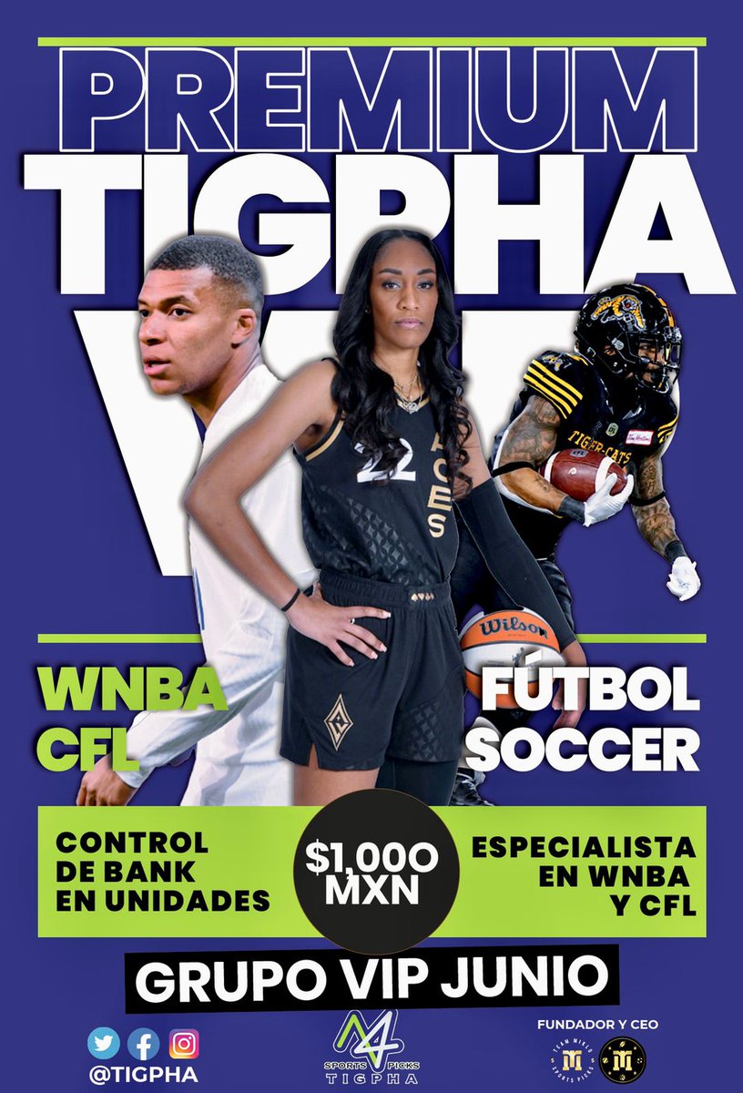 Tigpha's tweet photo. π¨ #PremiumVIP π¨
π’ Promo! a los primeros 10 que manden DM $700 Junio πΈ
Se viene mi @CFL π π
Liga donde salen mas momios positivos que @WNBA π
π¨ No te quedes fuera!
2 entradas GRATIS entre los que le den πβ₯π¬ & Follow https://t.co/RrtE0Vby8W