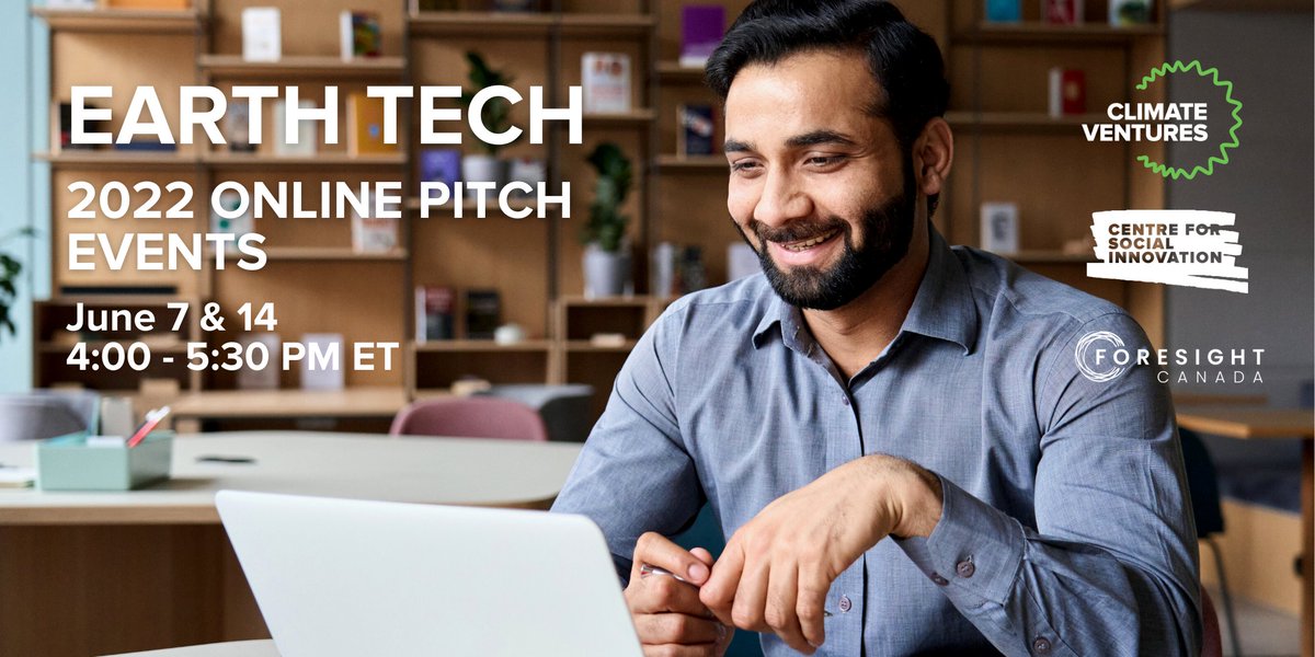 Interested in learning about, and investing in, promising cleantech startups? Join Climate Ventures’ Earth Tech Pitch Events on June 7 and 14 at 4 pm ET to meet 16 incredible entrepreneurs and learn about their work! Register: bit.ly/3GEUOM4

<a href="/csiTO/">CSI Toronto</a> <a href="/ForesightCAC/">Foresight Canada 🌱</a>
