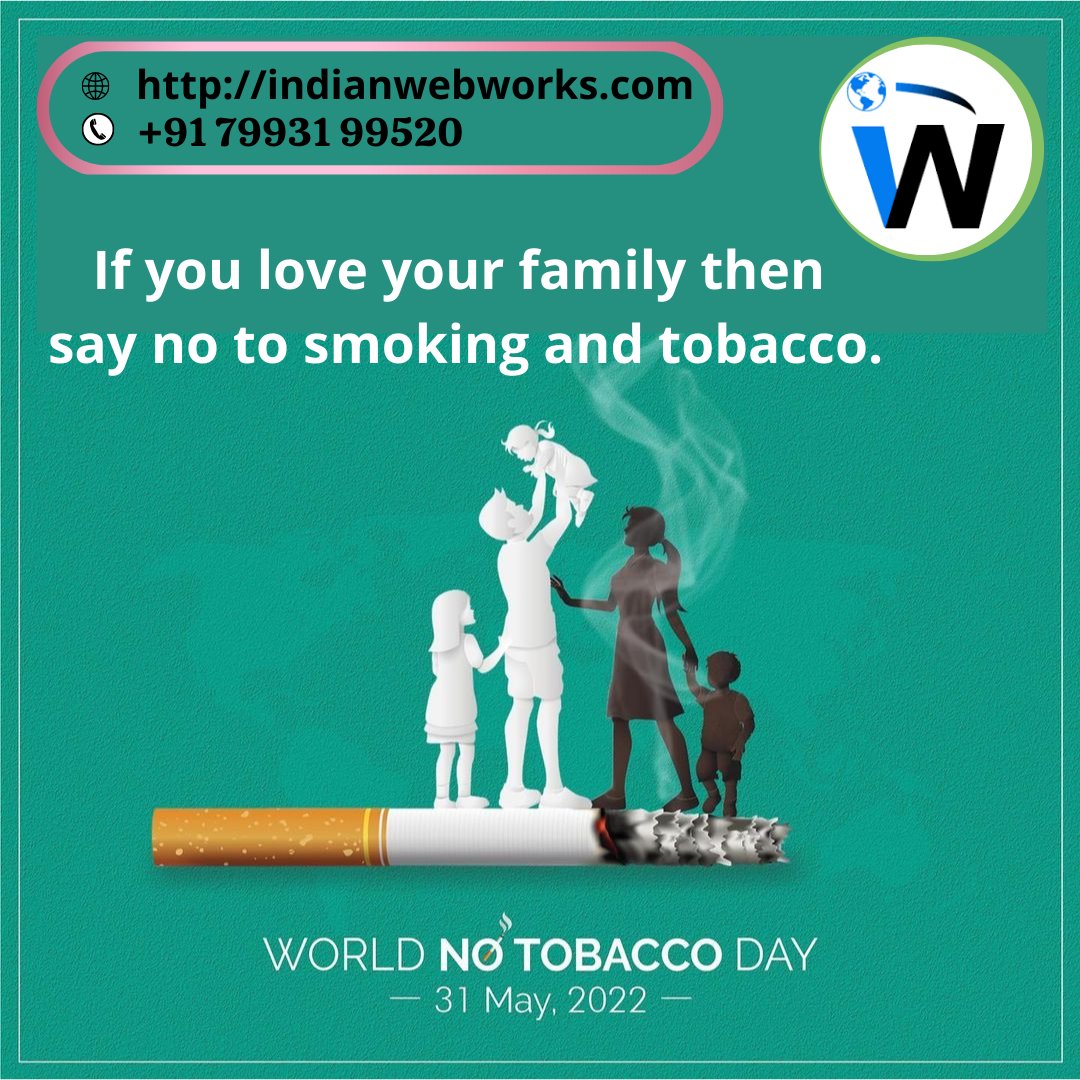 indianwebworks1's tweet photo. Your family and friends need you. Save their lives and save yours. Happy World No Tobacco Day!

Talk to our expert: +91 7993199520

Visit Us: https://t.co/yGOpjq0TEy

From:
Indian Webworks Team.

#NoSmokingChallenge  #Nosmokingday #Tobaccoday2022 #Cleanindia #Savefamily https://t.co/3B3GcyfyPA