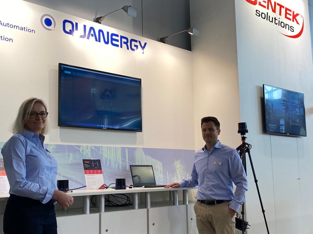 quanergy's tweet image. A successful first day at #logimat2022 where Quanergy LiDARs are live at our partner’s stand, @SentekSolutions.  Come and engage with Sarah Black and Jonas Ledergerber to see how Quanergy technology can help with the navigation of #AGVs!