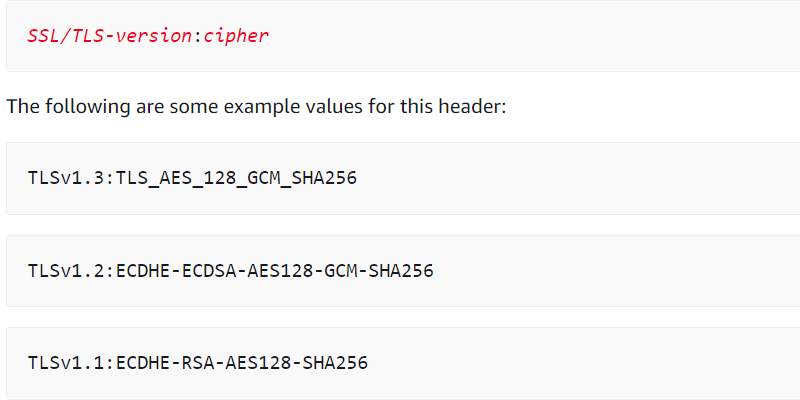 AWSSecurityInfo's tweet image. ⚡#AmazonCloudFront now provides Cloudfront-Viewer-TLS header use for access to the TLS version and cipher suite in each HTTP request, enabling more AWS services to record TLS details in #AWSCloudTrail.  

Learn how to add and configure headers👉 go.aws/3lXXc6P