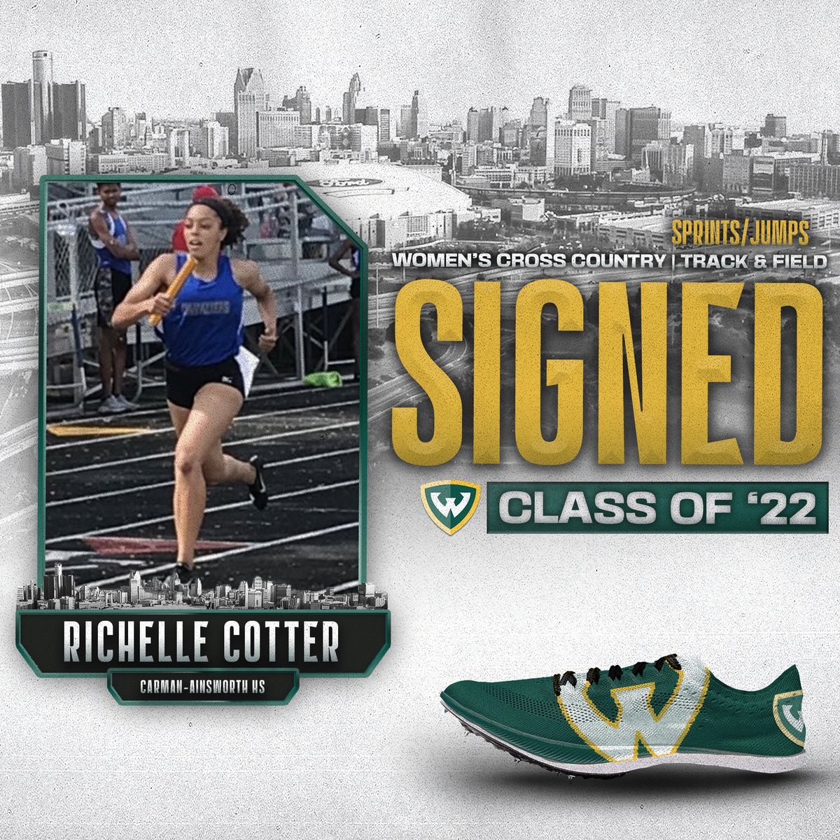 WayneStateTFCC's tweet photo. Welcome to Wayne!

Richelle Cotter - Carman-Ainsworth High School

Class of 22 - Sprints/Jumps/Hurdles

@richelle1205_

#Preview22 #GR22NSpeed #WarriorStrong https://t.co/4wdXZqdb7v