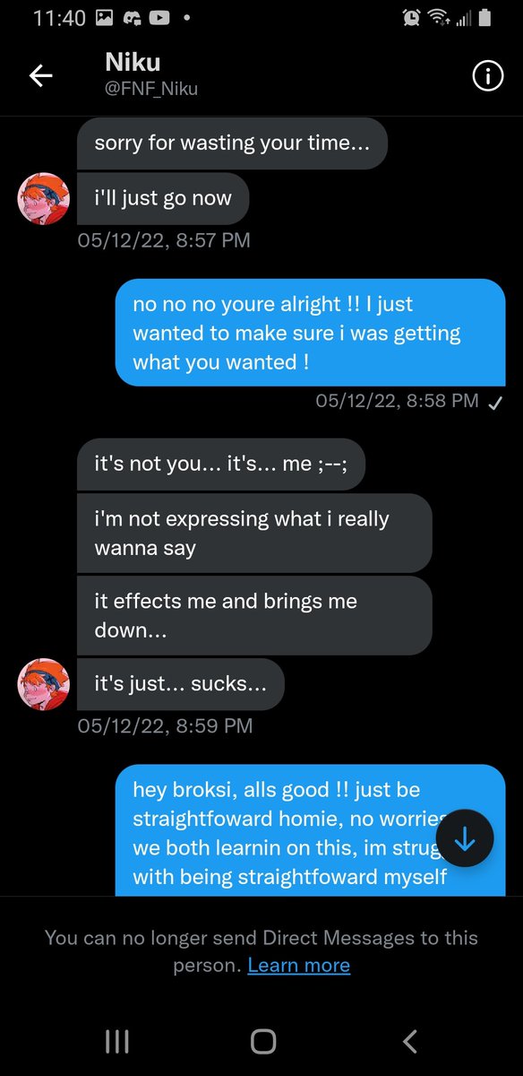 milosartstuff's tweet photo. I didnt really want to make a tweet about this because it wasnt supposed to go this far but I'm really tired of it. Please if you get commissioned by @/Niku_arts or @/FNF_Niku do not take aby commissions. They've made me several uncomfortable on multiple ocassions in our dms+ https://t.co/DCrM4RI4nF