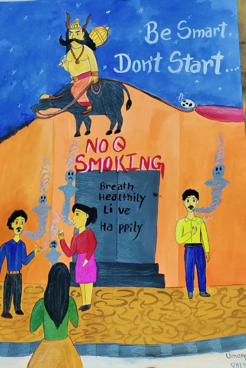 Schoubeytdc_doe's tweet photo. @DCPCR @Dir_Education A mesmerizing painting by Umang, student of class 8 RSBV Surajmal Vihar as a part of our Anti-Tobacco Day Campaign :) @Dir_Education https://t.co/l3EFwpQOdE