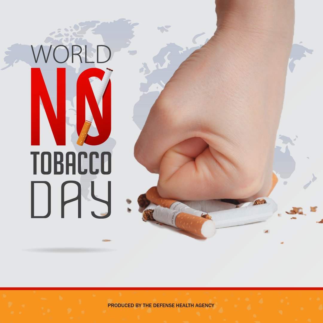 DoD_DHA's tweet photo. It’s time to finally kick tobacco in the butt!
Join us on #WorldNoTobaccoDay and start your journey to a healthier tobacco-free you, today! #UCanQuit2 https://t.co/k3zcg0zWi1