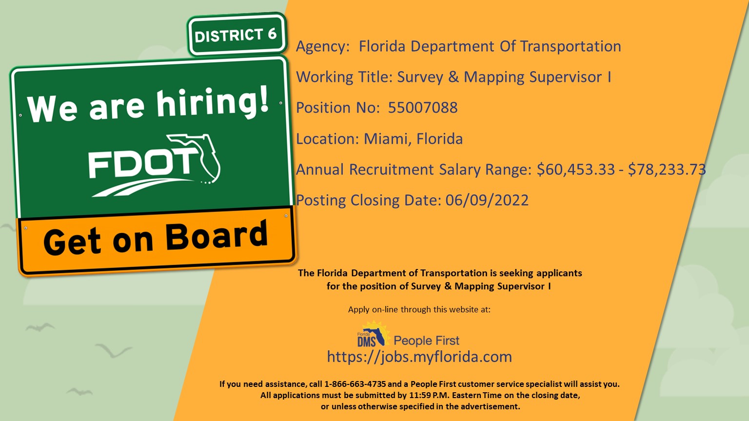 Fdot Surveying And Mapping Fdot District 6 On Twitter: "Fdot Is Seeking Applicants For The Position Of Survey  & Mapping Supervisor I. Position No: 55007088 Location: Miami, Fl Annual  Recruitment Salary Range: $ 60,453.33 - $