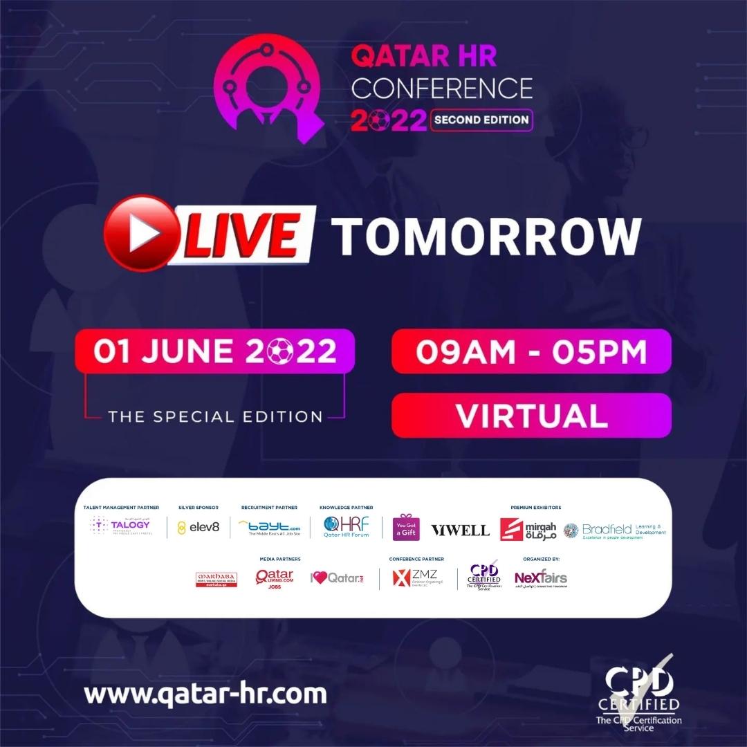 conference_hr's tweet photo. #QatarHRCon2022 starts TOMORROW! Join us in the first edition and register for FREE to get exclusive access to our virtual platform bringing together over 500 participants across the globe! See you all there!

For more information and registration, visit https://t.co/TlPf4K20sF https://t.co/LJBy8a1YLz