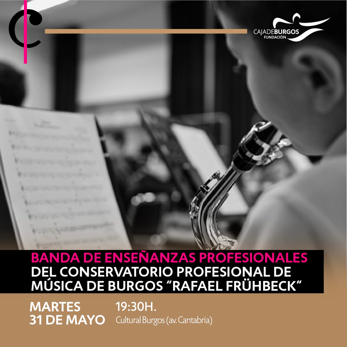 ¡Ha llegado el día! Tras el parón de la pandemia, la Banda del <a href="/ConserProBurgos/">Conservatorio Burgos</a> se reencuentra con el público en un concierto de las tres bandas.

🎶 Música española, arreglos de música popular y composiciones originales. 
📅 Martes 31 mayo, 19:30h. portal.cajadeburgos.com/evento/0505300…