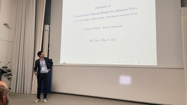HECKnowledge's tweet photo. @HECParis @cepr_org @AndreaFabiani89 @Luigi_Fala @EricMengus @GaetanoGaballo @IrinaZviadadze @TomKMichalski @sciencespo @ImmoSchott @UMontreal @CIREQMTL @JoachimJungherr @UniBonn @MatthiasMeier1 @timo_reinelt The @HECParis-@cepr_org conference - Day 1 on #Finance and the Real #Economy ends with the paper discussed by Filippo De Marco of @Unibocconi. #TwitterEcon https://t.co/3w3MyVijU3