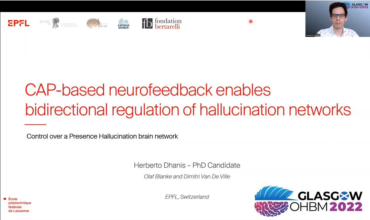 Herberto Dhanis, PhD (@herbertodhanis) on Twitter photo The edits for my oral session at <a href="/OHBM/">OHBM</a> are done. Excited to show you all, how at the <a href="/OlafBlankeLab/">Blanke Lab</a> and <a href="/dvdevill/">Dimitri Van De Ville</a> lab, we trained participants to control an hallucination network (successfully🥳), using CAP-based real-time fMRI neurofeedback!
Stay tuned at #OHBM2022 🧑🏻💻 The edits for my oral session at <a href="/OHBM/">OHBM</a> are done. Excited to show you all, how at the <a href="/OlafBlankeLab/">Blanke Lab</a> and <a href="/dvdevill/">Dimitri Van De Ville</a> lab, we trained participants to control an hallucination network (successfully🥳), using CAP-based real-time fMRI neurofeedback!
Stay tuned at #OHBM2022 🧑🏻💻