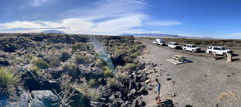 A few snaps from our GEO 660 field camp! 📸 Pictured here: 1) The class standing atop of an Early Permian reef near Tularosa, New Mexico. 2) A panorama from the Valley of Fires, the remains of a lava flow near Carrizozo, New Mexico.