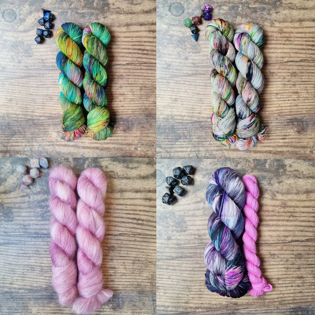 YarnDatabase's tweet photo. Today’s Yarn Database find is the Dungeons and Dragons inspired yarns of Hannah, the UK dyer at @CornerofCraft. There are so many colorways to choose from.
https://t.co/ezvyqPZ7tK
#Knitting #Crochet #InclusiveYarnCommunity #YarnDatabase #KnittingTwitter https://t.co/LAtIGnNOx6