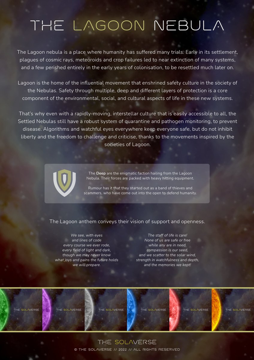 the_solaverse's tweet photo. The Lagoon Nebula 🏝♻️

As we grow, safety and balance are ever more important. The people of Lagoon are on the forefront of innovation, keeping our networks, ecosystems and communities healthy, safe, and free. Everyone is welcome! https://t.co/Phuun9OX0h