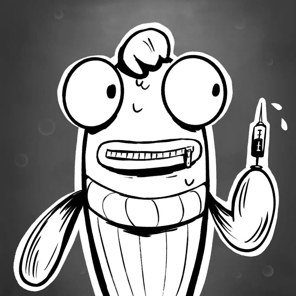 take your medicine and keep your mouth shut...

#strangetimes #ff #zippermouth #fishfriends #nft #fishfreindsnft #art #illustration #nftart #cartoonart #fishdrawing