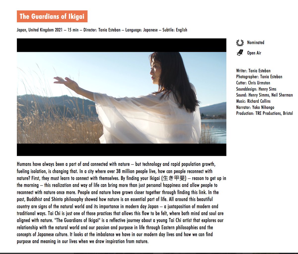 TaniaEsteban_'s tweet photo. Very excited to see #TheGuardiansofIkigai🗻 selected for another film festival - the @NaturVision_de Youth Jury Award! Thrilled people are enjoying the message of the film #Ikigai🦢

@panasonic @LumixUK @InsideJapan @rdscollins @Yoko_Nihongo @chrisurmston 
https://t.co/dMAfAyLuI9 https://t.co/fh0U5OafBh