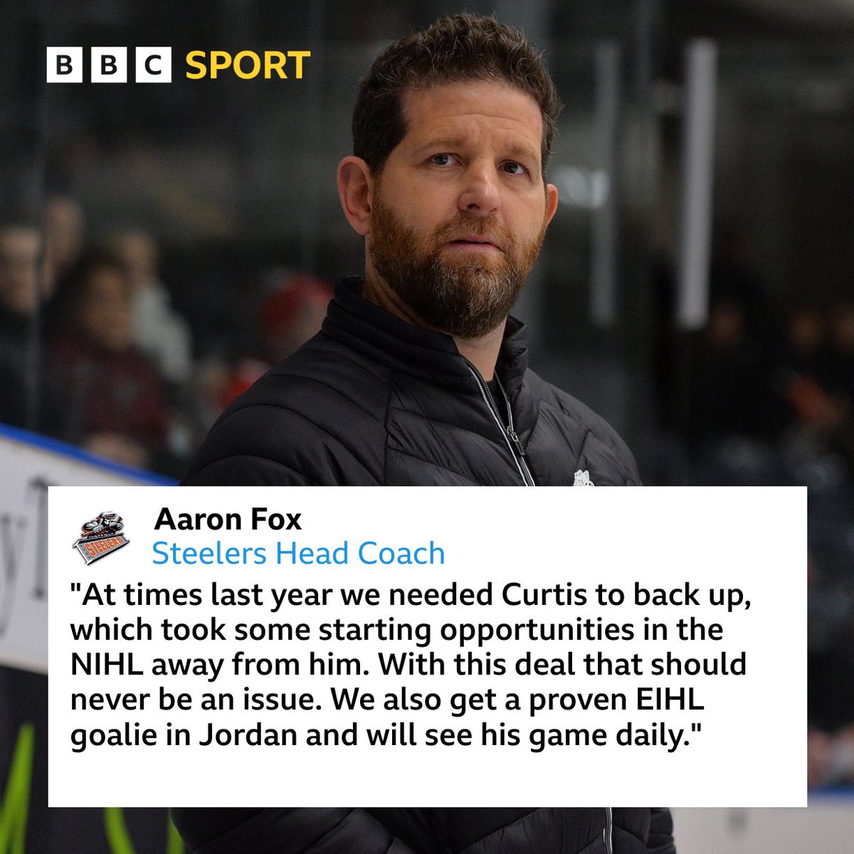 🗣 Sheffield Steelers head coach Aaron Fox on the 2-way deals with Netminders Curtis Warburton (<a href="/CurtisW134/">Curtis Warburton</a>) &amp; Jordan McLaughlin. 

The duo will compete for the starting role at the NIHL’s newly formed side Hull Seahawks.