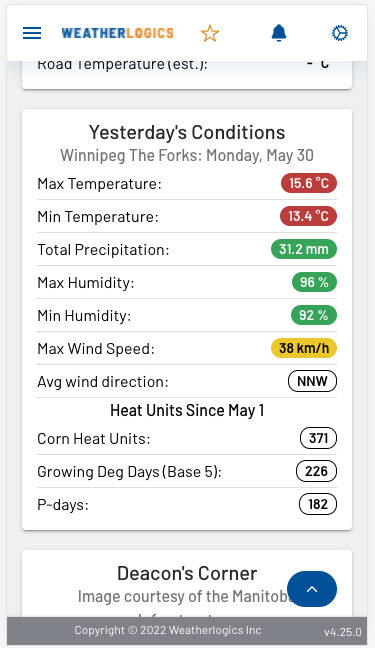 weatherlogics's tweet photo. App Feature: Current Conditions - select from hundreds of weather stations to view current weather conditions and a summary of yesterday’s conditions at that location.

#CdnWx #CdnAg #MbWx #SkWx #AbWx #WestCdnAg https://t.co/nsr0lJrD2F