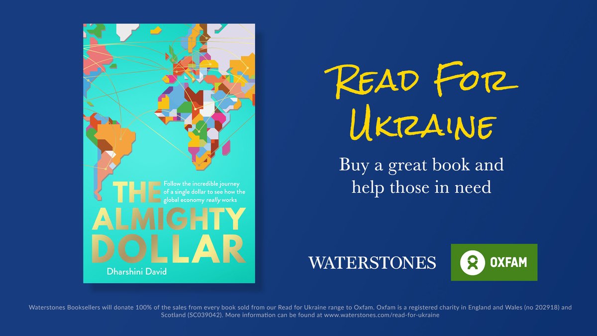 We are so pleased that #TheAlmightyDollar by
@DharshiniDavid has been
 selected for the #ReadforUkraine campaign @Waterstones

100% of sales will be donated to support the work of 
@oxfamgb's Ukraine Humanitarian Appeal

Read more or get your copy here > bit.ly/ReadForUkraine