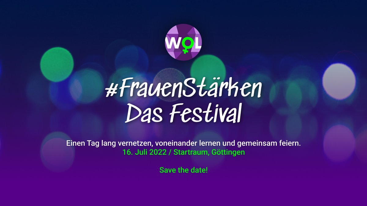 #WOL #FrauenStärken Festival - endlich auch live &amp; in Farbe viele coole Menschen treffen &amp; #GemeinsamWachsen, #GemeinsamMachen &amp; #GemeinsamFeiern!
📅16.07.2022
📍Startraum Göttingen (thx an nebenraum.io)
Tickets:yesticket.org/event/de/wol-f…
Schnell sein!Bei 200 ist Schluss!