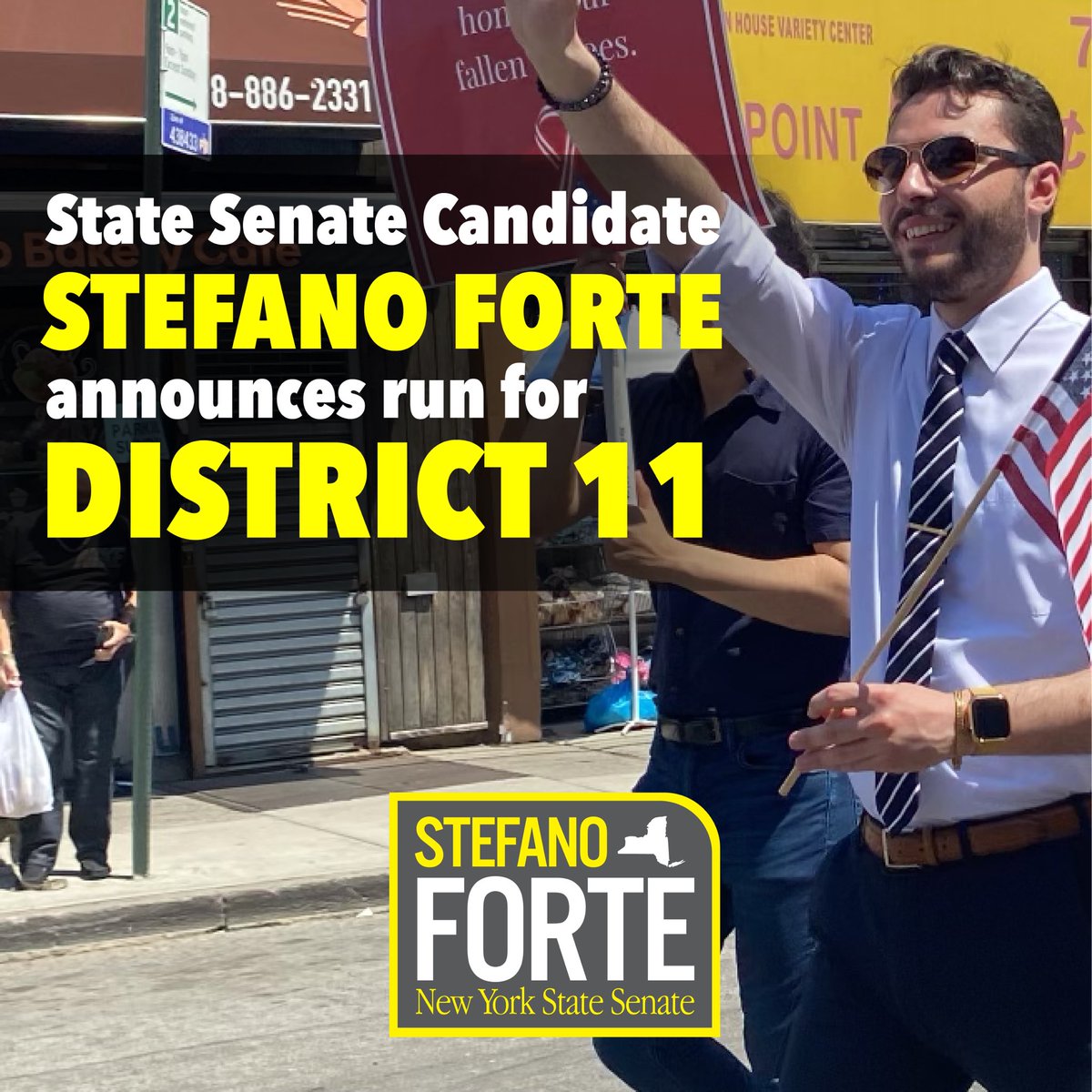 StefanoLforte's tweet photo. I’m proud to announce that I’ll be running for State Senate District 11. SD11 is home to hardworking New Yorkers who have the same goals for our state: restoring safety, increasing prosperity, and maintaining the way of life they’ve worked for. Change is coming - it starts here! https://t.co/zmQSWy1j1P