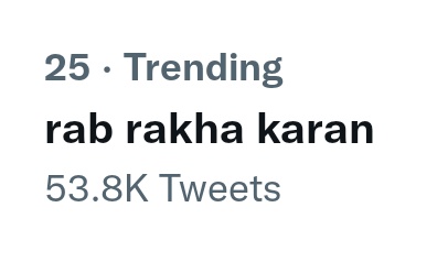 RAB RAKHA KARAN is still trending 🔥🔥😍 really huge guys 
#KaranKundrra #KKundrraSquad
