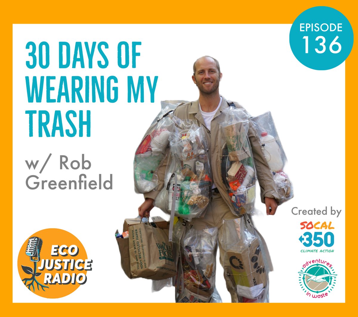 EcoJusticeRadio's tweet photo. @RobJGreenfield walked the streets in his suit to bring awareness to the trash people create &amp; inspire others to reduce, reuse, repair, refill, recycle, and of course, let food scraps rot. His message is also one of rethinking, change the system - LISTEN: https://t.co/llV7i4Nbpn https://t.co/3eW3DV0EGC
