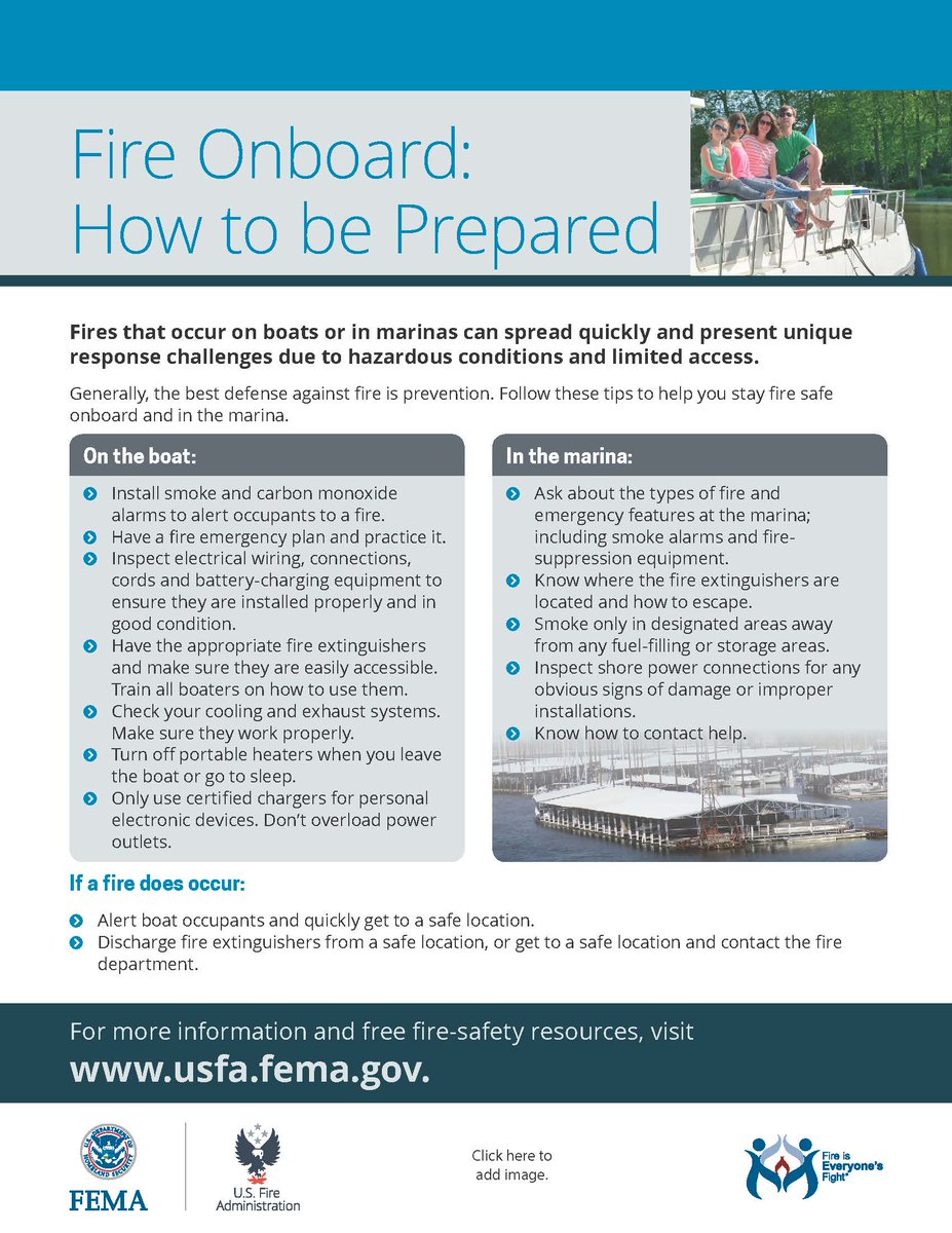 Fires that occur on boats or in marinas can spread quickly and present unique response challenges due to hazardous conditions and limited access. The best defense is fire prevention! #BoatFireSafety