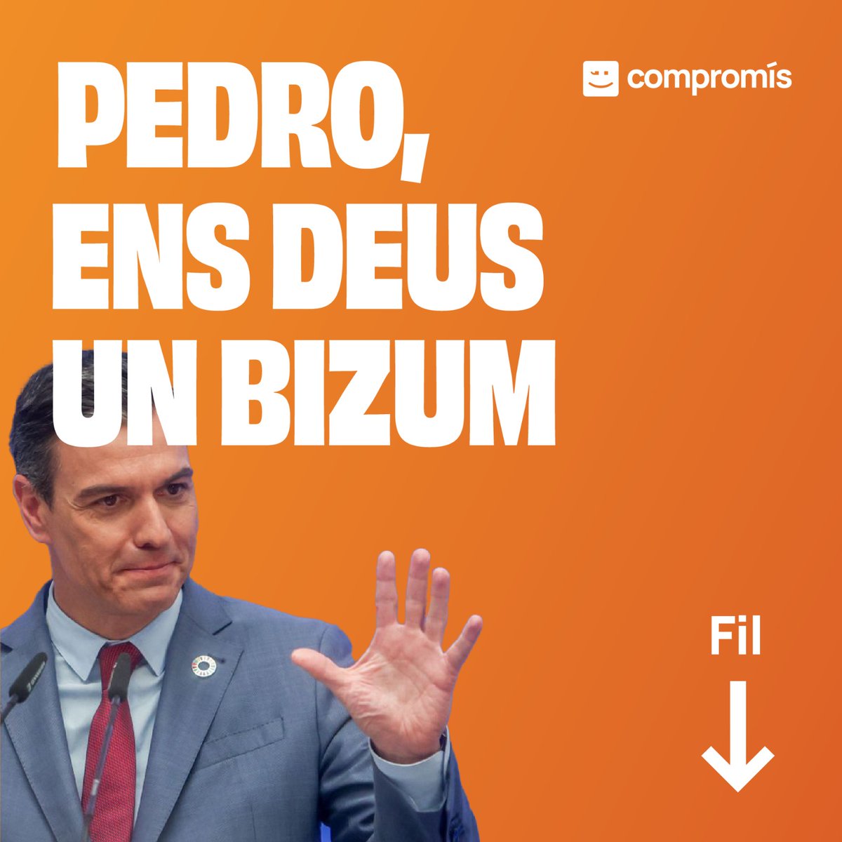 compromis's tweet photo. Si demanes els diners del sopar a un amic, no li demanaràs a @sanchezcastejon que faça el mateix?

Un #FinançamentJust significa ecologisme, serveis socials, feminisme i LLIBERTAT😏

Algú per ací també vol el seu Bizum?👇Etiqueta a Pedro en comentarisi que s'assabente #PedroPaga https://t.co/QK0fB4Ztbd