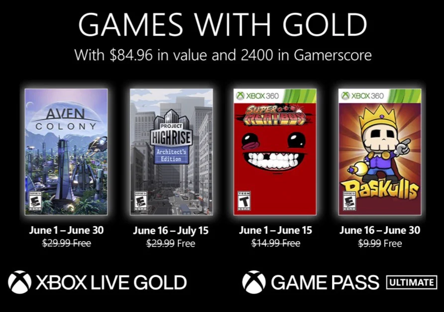 Xbox Live Games with Gold June 2022