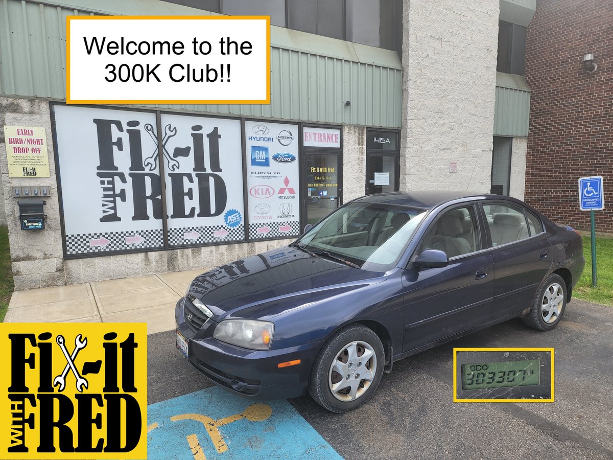 Fixitwithfred's tweet photo. What does it take to join the #300kmile club?
For Joe's 2006 Hyundai Elantra, here is some of what he did.
3 timing belts
1 clutch
Many sets of brakes and tires
Oil changes every 3,000 miles

How many miles does your vehicle have?
Picture of the odometer for extra credit.

#FIWF https://t.co/wsIf56q8S6