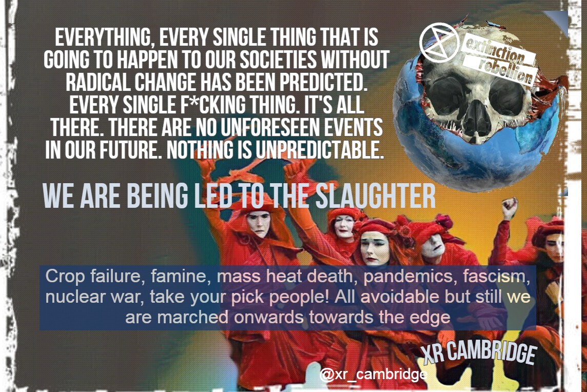 CodeRedEarth's tweet photo. Rebel your extinction 
#ExtinctionRebellion 
quote in meme @xr_cambridge 
#ScientistRebellion #JustStopOil  Any dissent - any dissent..  #DisruptionPlusNumbers as @RogerHallamCS21 says. https://t.co/okCNw1hzj4