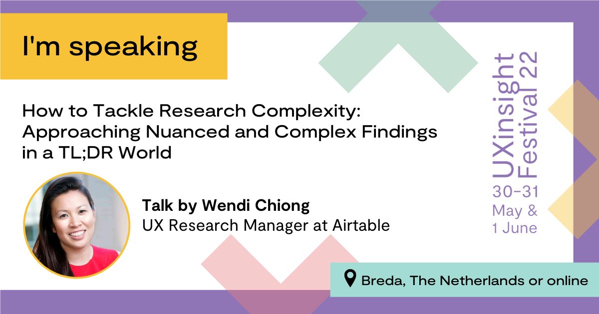 airtable's tweet photo. #UXresearch pros - don't miss Wendi Chiong's presentation at #UXInsight tomorrow! Details ๐ https://t.co/v0Jv1pr6r2