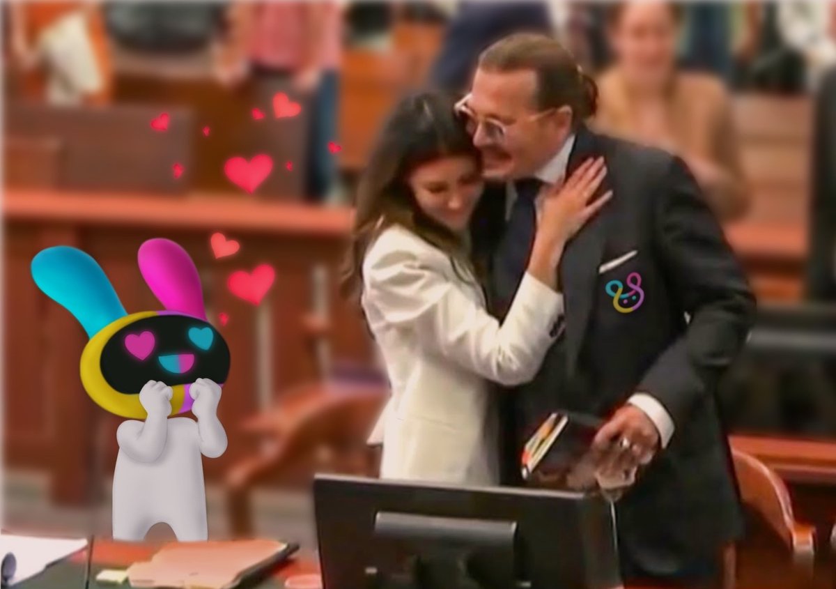 TheUnaaki's tweet photo. Awwwwww...#Johnny boy! 
Aren't they adorableeeeee ❤️ 
#Unaaki are #TeamJohnnyDepp all the way... 😍 
#camillevasquez  #JohnnyDeppVsAmberHeardTrial #NFTProject #MeToo 
#YouAreEarly https://t.co/WhPZu30Rf3