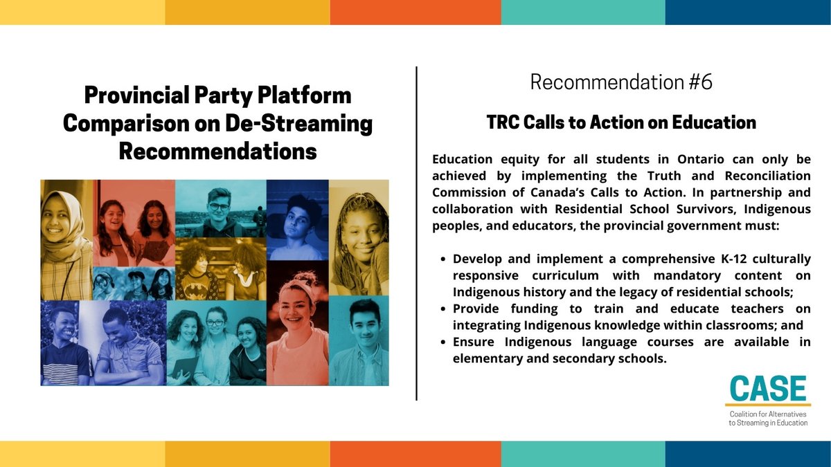 endstreaming's tweet photo. The #ONelxn is in two days! Our final de-streaming recommendation is to implement the TRC Calls to Action on Education. Intentional steps toward reconciliation are essential for an equitable education system in which all students can thrive. #onted #endstreaming #onpoli https://t.co/arfWE6eAYu
