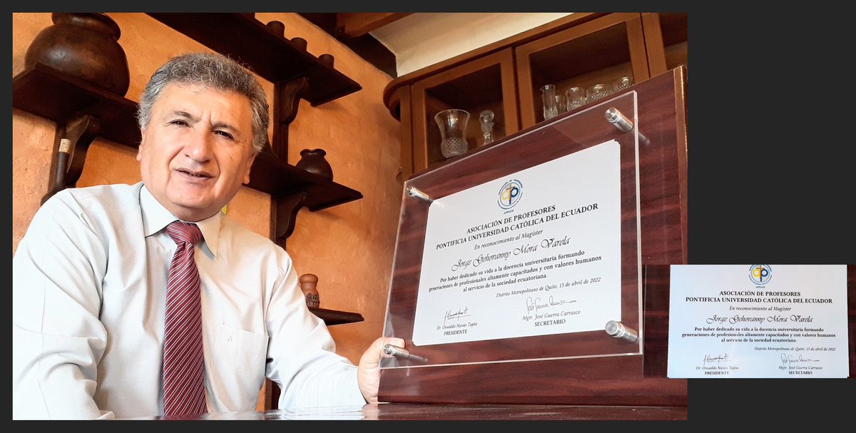jorgemoravarela's tweet photo. La gratitud es una cualidad humana que valoro en alto grado. Gracias a la Asociación de Profesores de la universidad Católica del Ecuador APPUCE por reconocer al ser humano que hay tras de un docente. @PUCE_Ecuador @Alumni_PUCE @LaPuceTeCuenta @PuceSocial #PUCE #LEAI @puce https://t.co/5M67CR1aB8