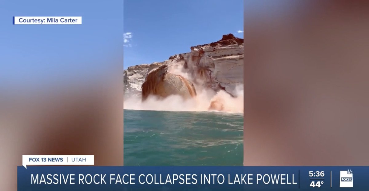 abc15's tweet photo. WOW! WATCH: Massive Lake Powell rock slide caught on camera
https://t.co/fDv3Ffaf2n #abc15 https://t.co/9RoUFFSHRo