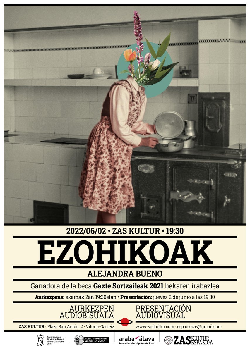 zas_kultur's tweet photo. Ekainaren 2an, osteguna, 19:30ean
Alejandra Buenoren “Ezohiko” ikus-entzunezko aurkezpena. 
Jueves 2 de junio, 19:30 h.
Presentación audiovisual “Ezohikoak”, de Alejandra Bueno https://t.co/zmbao3Hwdc
