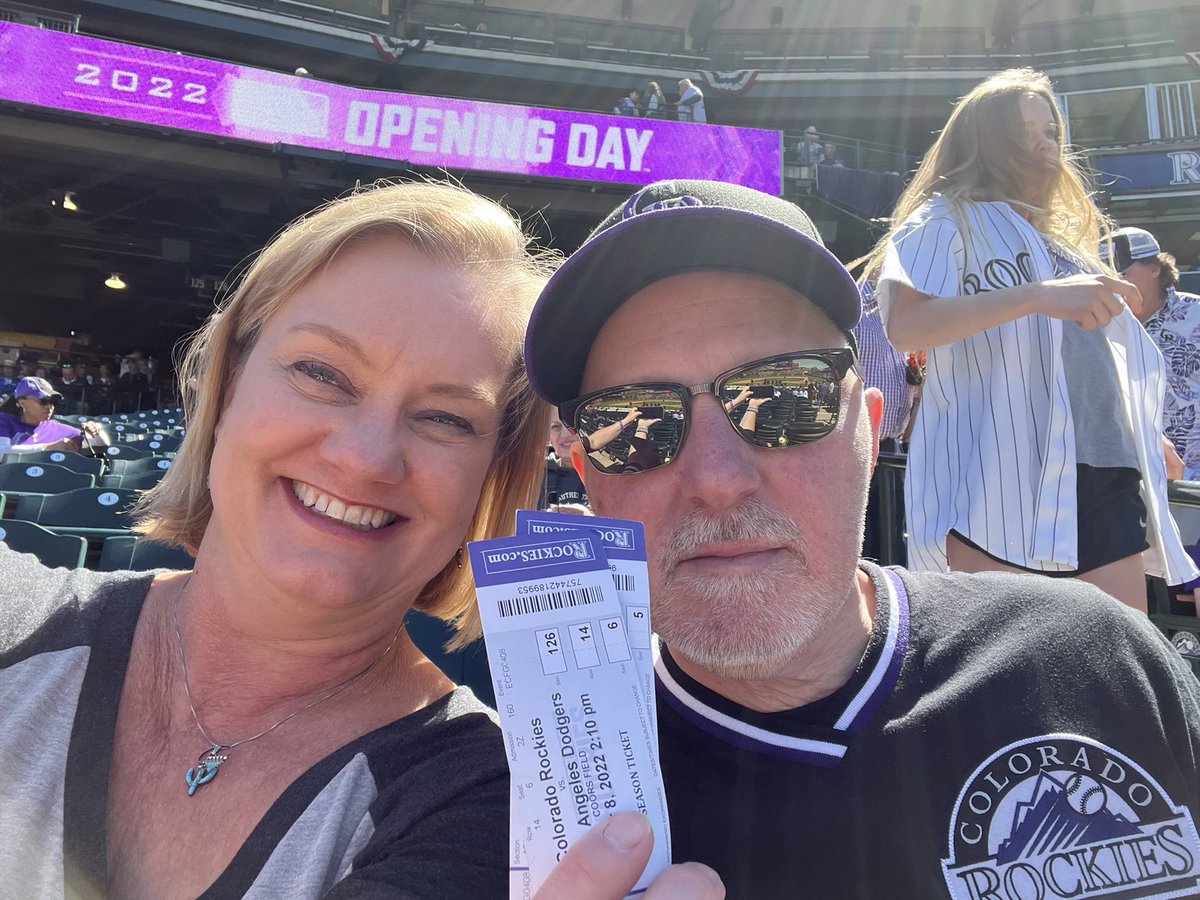 mthomas393's tweet photo. @Rockies @denvermattress @Purple #HowWePurpleSweepstakes - We were  SO happy to enjoy Opening Day again!! 🥰 #coloradorockies #colorado #mlb #coorsfield https://t.co/ZGcykWYUKQ