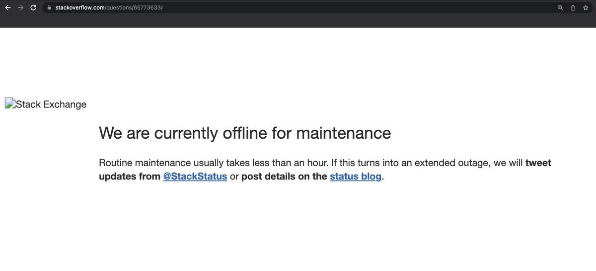 theItalianDad's tweet photo. The nightmare of every developer and IT person… #stackoverflow #stackisdown #dev https://t.co/54ttnjkojr