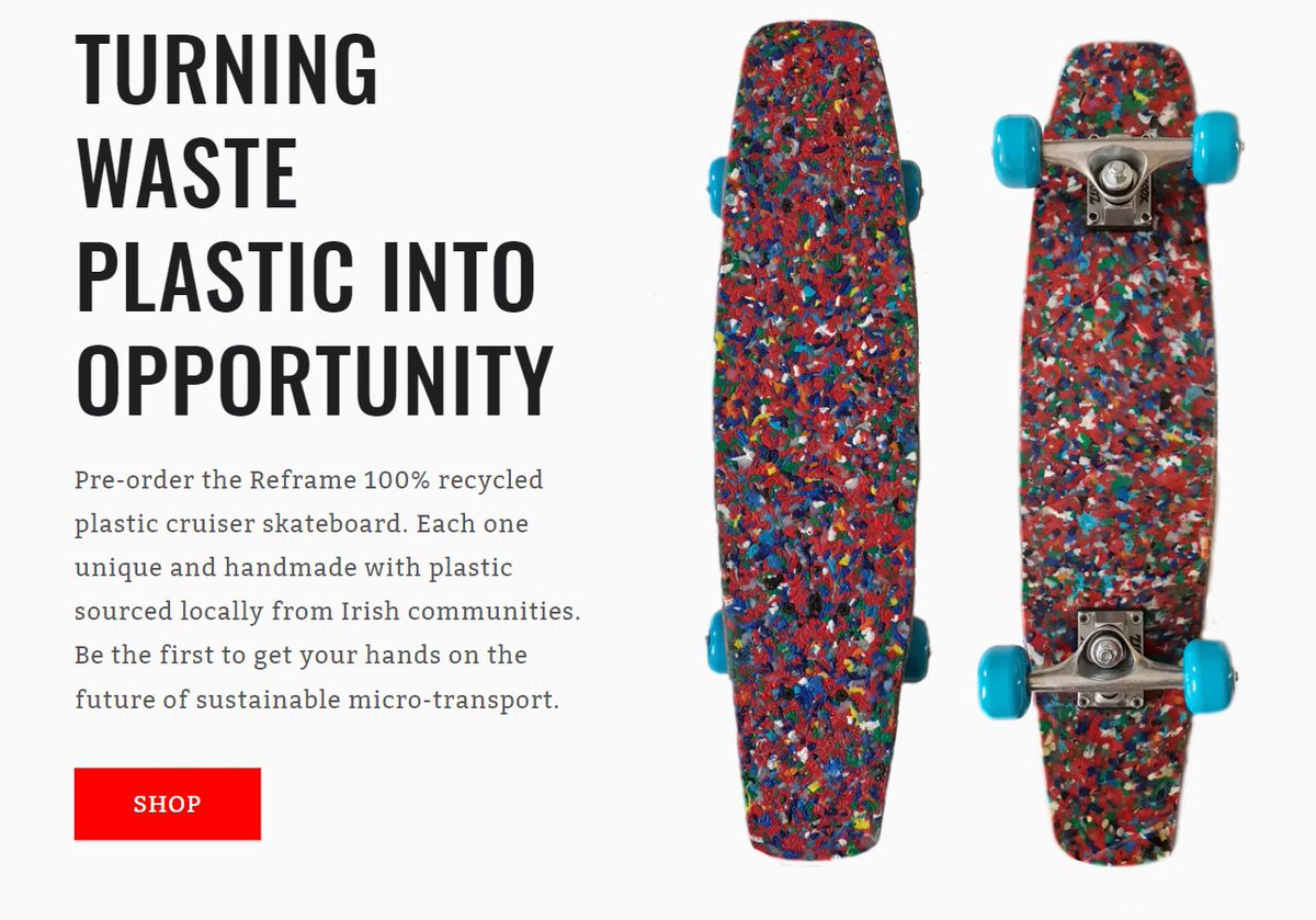 reframeplastic's tweet photo. The future of sustainable micro-transport 😍🥳 Are you excited ? We are !! Check out our newly designed cruiser skateboard made from 100% recycled plastic waste. #Thefuture #EnactusIRE22 #WeAllWin https://t.co/44zBA6M0YE