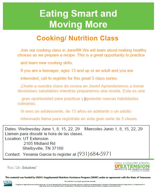BedCoSchools's tweet photo. Looking to cook and eat smarter? Good news! There's still room in these summer cooking and nutrition classes, a five-class series beginning every Wednesday the month of June from 3:30 - 4:30 PM. Come to one, or come to all! #EatingSmart #UTExtension #RealLifeSolutions https://t.co/t31rrdLOII