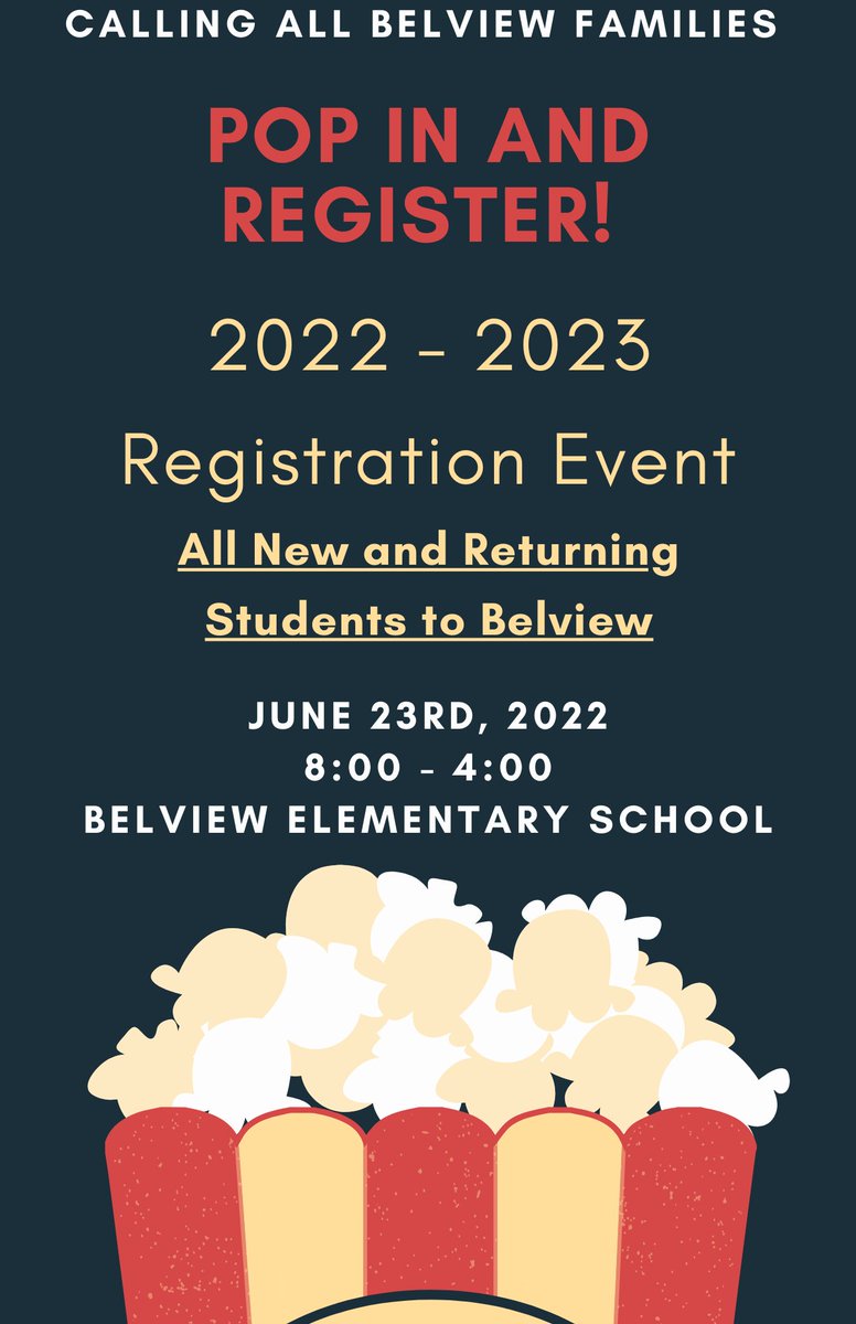 It's time to register for the 2022-2023 school year! See the flyers below for registration event information. This includes all new AND returning students to Belview! If you have any questions please let us know - Office hours are M-Th 8:00-4:30.