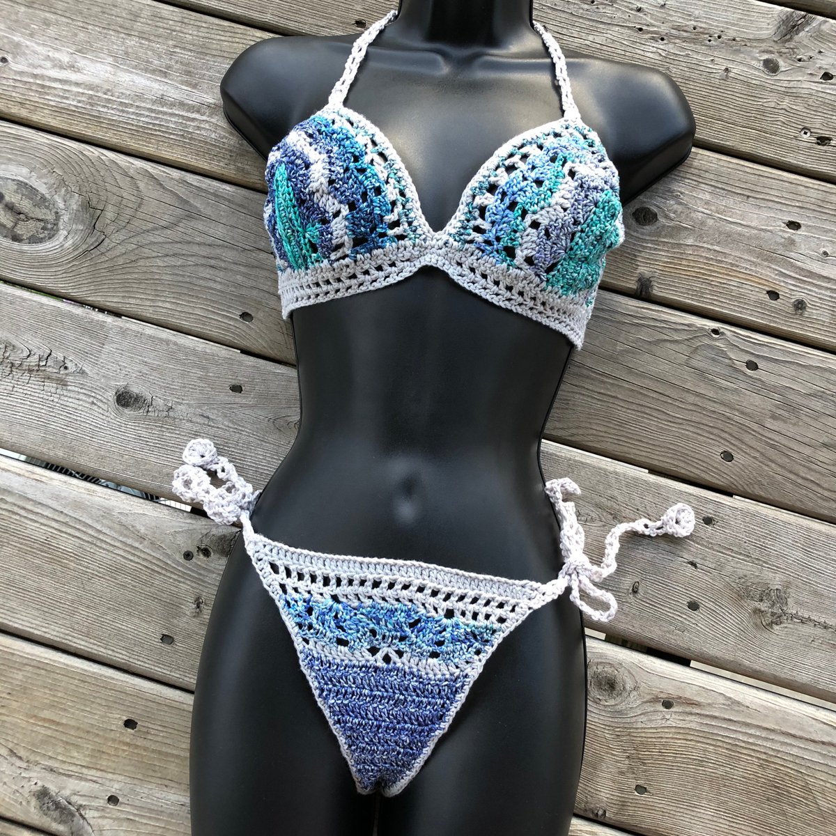 CautiouslyC's tweet photo. Excited to share the latest addition to my #etsy shop: Sea Time - 100% high quality Egyptian cotton Crochet Bikini set, Multi color Crochet Bra &amp; Side tie panties Teal Blue Green Purple Grey https://t.co/NyeVmMvT3v #gray #ombre #bohohippie #tie #cotton #halter #bikini https://t.co/7UlpREbnSt