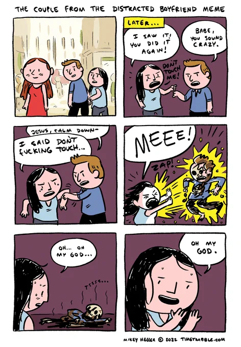 i drew a comic about the couple from the distracted boyfriend meme 