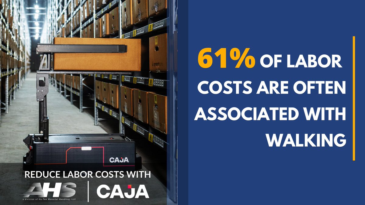 AHS_LLC's tweet image. Did you know 61% of #LaborCosts are often associated with walking? Learn how to #reduce labor costs with #CajaRobotics. This #GoodsToPerson technology is adaptive, scalable and responsive. Learn more: bit.ly/3ay9FMi

#g2p #supplychain #ecommerce #robotics #fmcg #caja