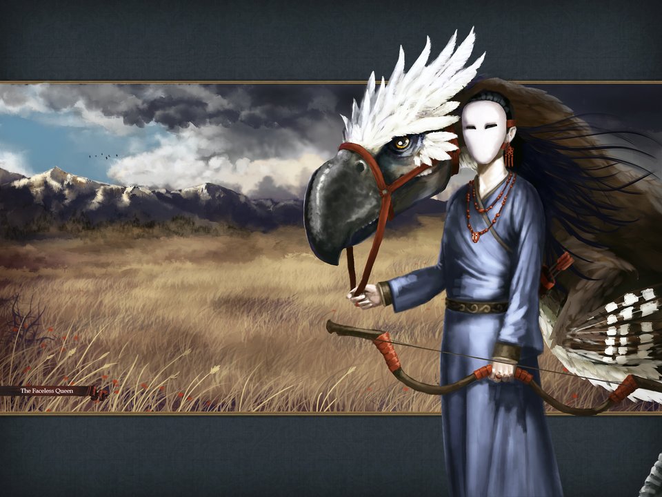 anbennar's tweet photo. #Anbennar @E_Universalis 

The terrorbird riding, mask wearing nomads of North-Haless have been forcibly unified by the Faceless Queen, whose gaze now rests upon the rich lands of Yanshen...

Coming soon in our Warlords of Haless update on June 6th! https://t.co/LkA2gkoVdg