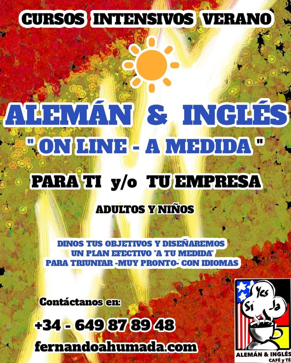 artpublipop1's tweet photo. INTENSIVOS ALEMÁN &amp; INGLÉS 
A MEDIDA / ON-LINE !
MÉTODO ÚNICO  (ESPAÑOLES  
E HISPANOHABLANTES )
Desde 1985 con F Ah!
Telf 649 87 89 48 ( Spain )
https://t.co/y1aY8ECDQ2
#cursoinglés #cursoaleman
#inglés #alemán #clasesonline
#intensivos #idiomasonline
#clasesingles #clasesaleman https://t.co/JY08UsDig1