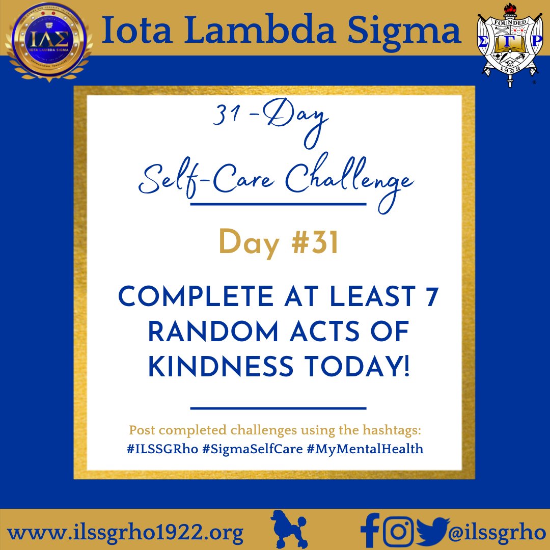 ilssgrho's tweet photo. May is Mental Health Awareness Month! Join ILS as we celebrate with a 31-Day Self-Care Challenge.

Every day we have a different challenge for you. Join us by posting your picture of the daily completed challenge using the hashtags:  #ILSSGRHO #SIGMASELFCARE #MYMENTALHEATLH https://t.co/MBuABQ4G43